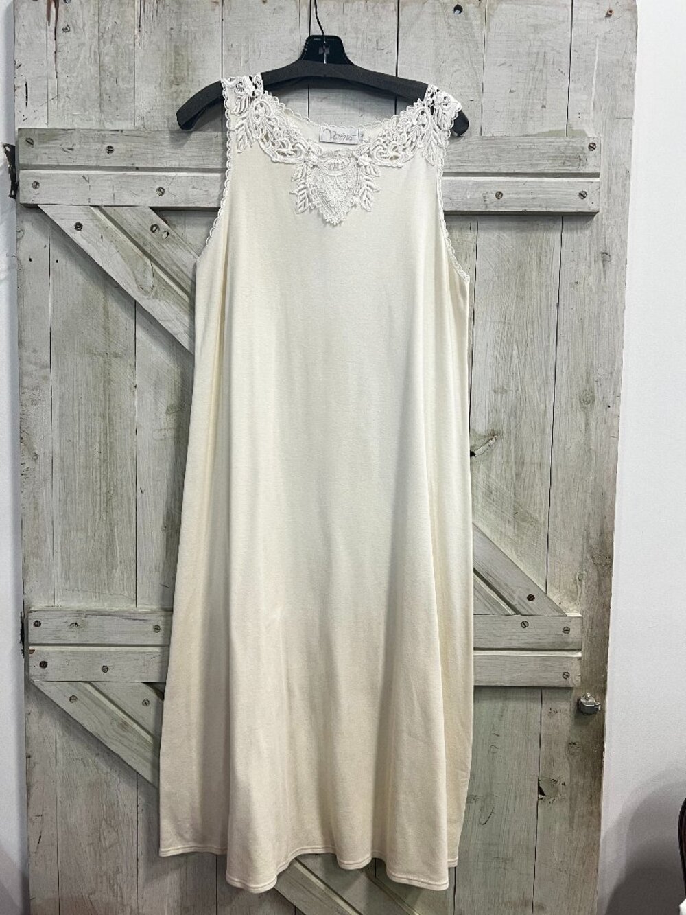 Verena Ivory Vintage Style Sleeveless Night Gown Size M